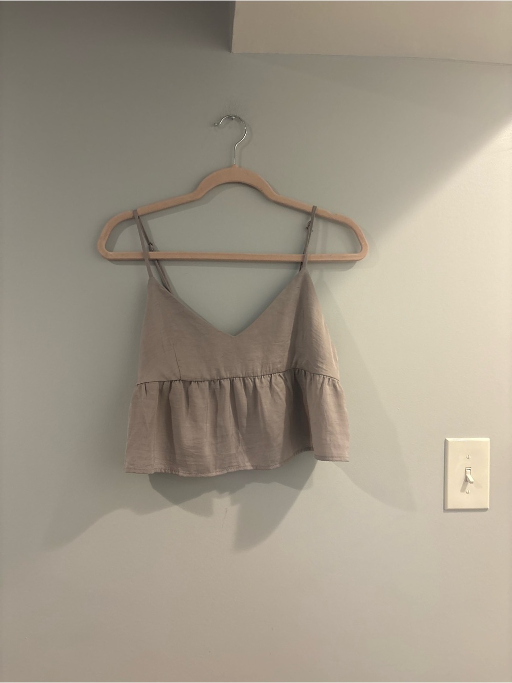 Lily White Taupe Ruffled Crop Cami
